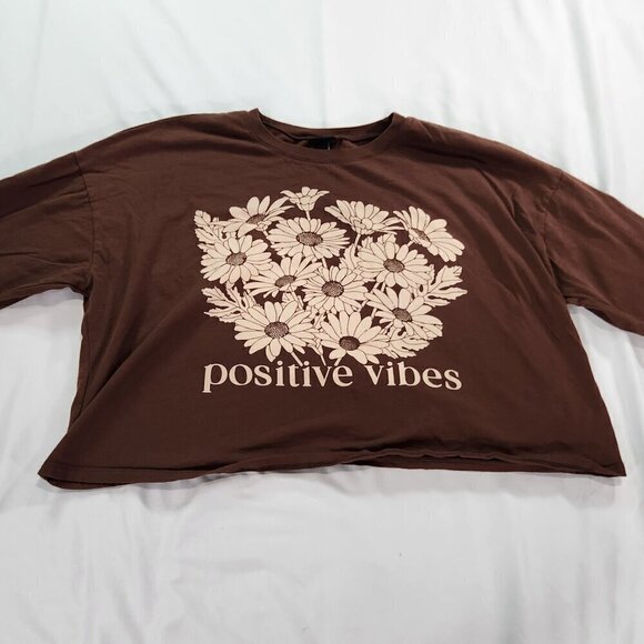 torrid Tops - TORRID Positive Vibes Relaxed Fit Cotton Jersey Crew Neck Long Sleeve Crop Tee